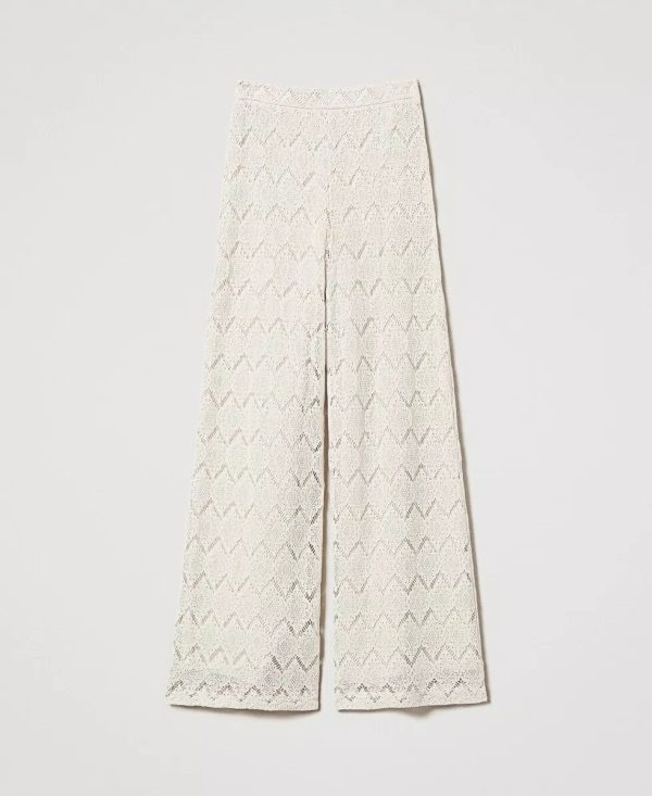 Pantaloni wide leg in pizzo macramè twin set pe25 art. 251tp2409