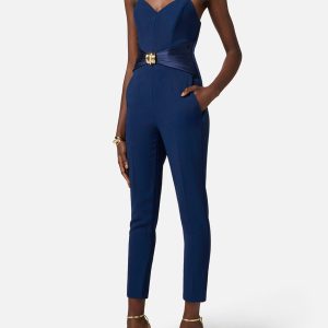 Tuta in crêpe fluido con macro fiocco tu03951e2 Elisabetta Franchi pe25