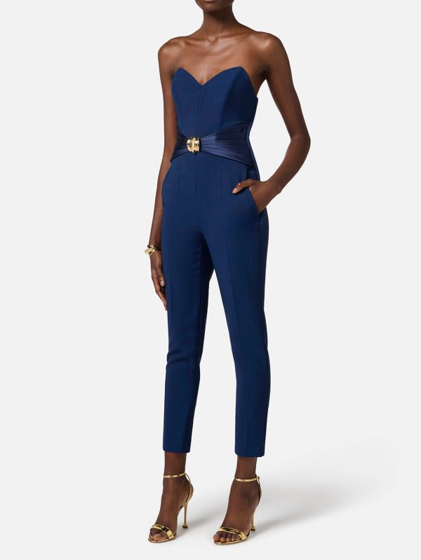 Tuta in crêpe fluido con macro fiocco tu03951e2 Elisabetta Franchi pe25