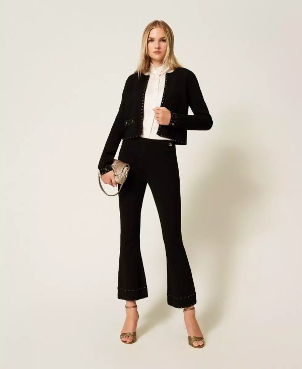 Pantalone Lungo C/applicazioni Hot Fix Twin Set Pantaloni Donna 252TP3273AI25.2