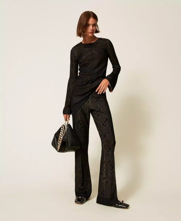 Pantalone In Maglia Traforato Double Twin Set Pantaloni 252TP3383AI25.26.
