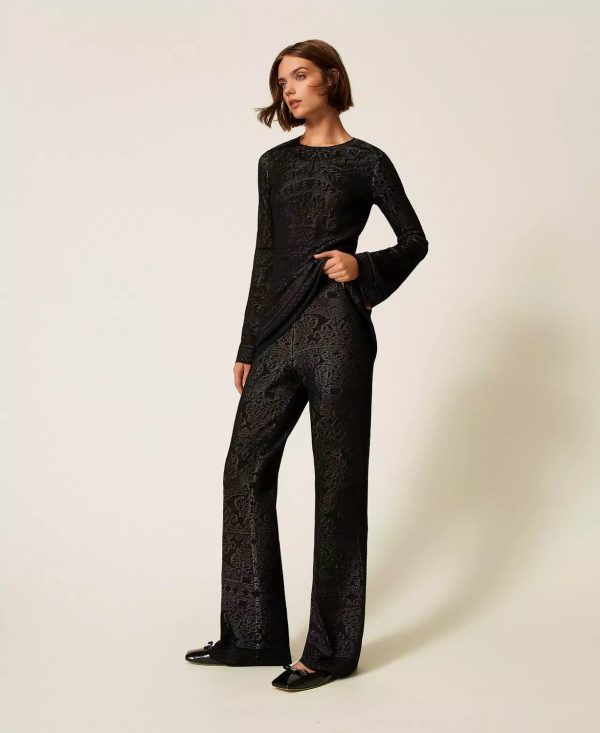 Pantalone In Maglia Traforato Double Twin Set Pantaloni 252TP3383AI25.26.