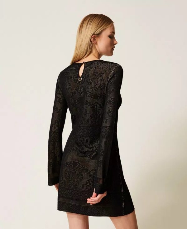 Mini Abito In Maglia Traforato Double Twin Set Abiti Donna 252TP3380AI25.26.