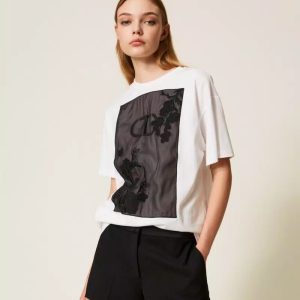 t-Shirt M/c Con Ricamo Twin Set t-Shirt Donna 252TP2053AI25.26.