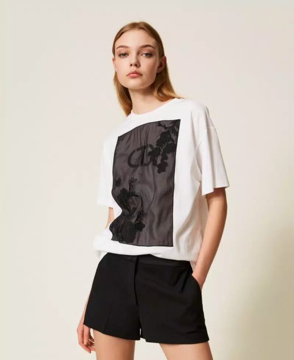 t-Shirt M/c Con Ricamo Twin Set t-Shirt Donna 252TP2053AI25.26.