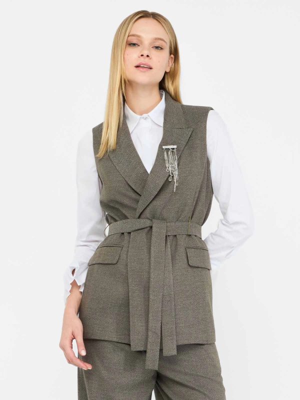 Gilet Cinturato C/ Accessorio Liu Jo Gilet Donna CF5259T054AAI25.26.
