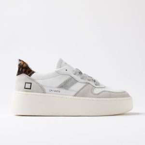 Court Platform V. Calf White-Leopar D.a.t.e. Sneakers Donna W431-CP-VC-WDAI