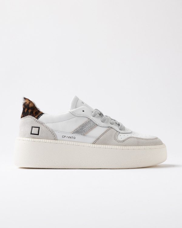 Court Platform V. Calf White-Leopar D.a.t.e. Sneakers Donna W431-CP-VC-WDAI