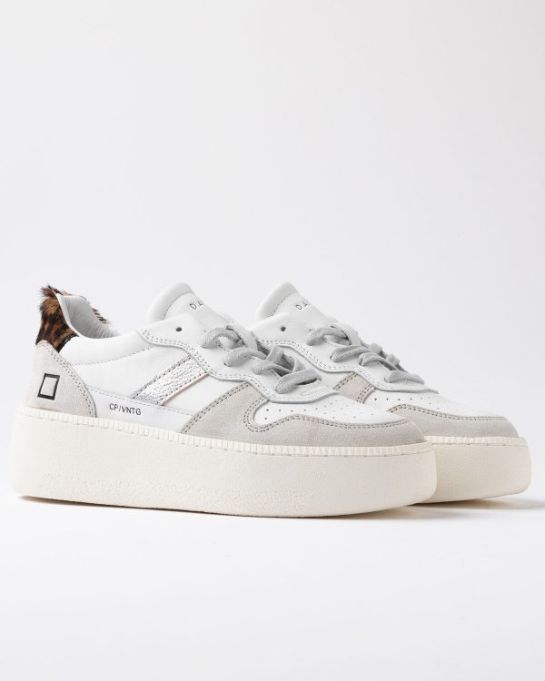 Court Platform V. Calf White-Leopar D.a.t.e. Sneakers Donna W431-CP-VC-WDAI