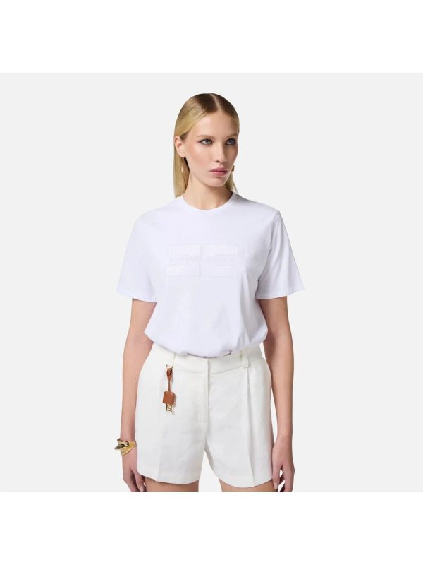 T-shirt in jersey con logo ricamato e strass ma00251e2 Elisabetta Franchi pe25
