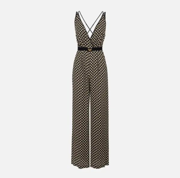 Tuta in georgette con stampa a rombi tu03551e2 Elisabetta Franchi pe25