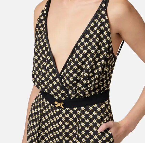 Tuta in georgette con stampa a rombi tu03551e2 Elisabetta Franchi pe25
