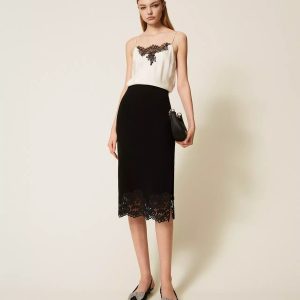 Gonna Longuette In Maglia Con Pizzo Twin Set Gonne Donna 252TP3390AI25.26.