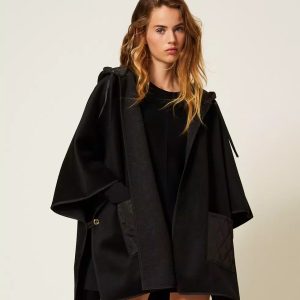 Poncho In Tessuto cappuccio e Tasche Twin Set Sciarpe Donna 252TA4240AI25.26.