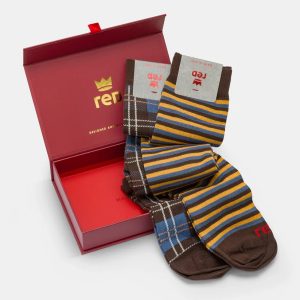 Calza Lunga Uomo Tartan e Riga Multicolo Red Calze Uomo 64266G2