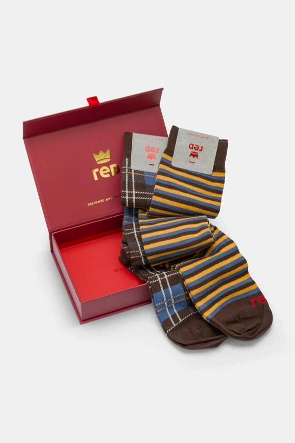 Calza Lunga Uomo Tartan e Riga Multicolo Red Calze Uomo 64266G2